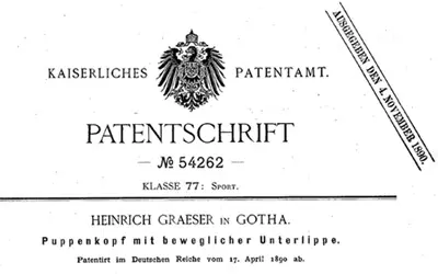 Patentschrift Puppenkopf Heinrich Gräser